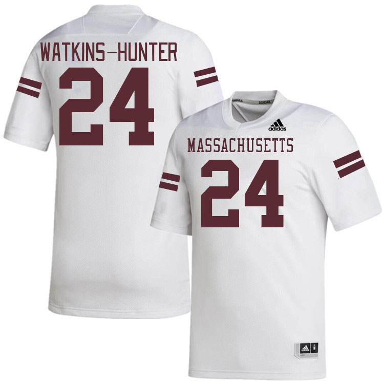 Massachusetts Minutemen #24 Kamren Watkins-Hunter College Football Jerseys Stitched-White